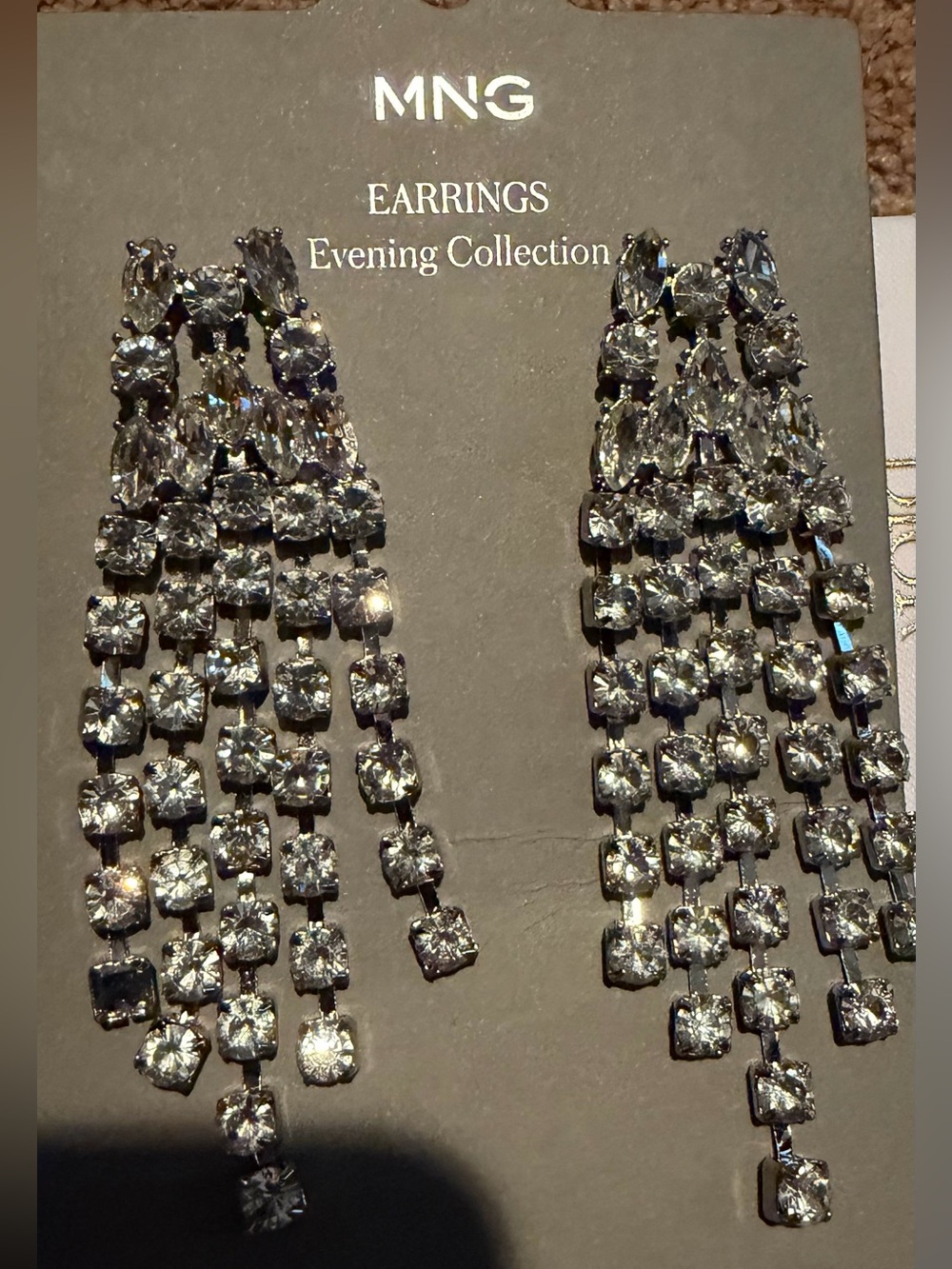 Mango Silver Crystal Cascade Drop Earrings